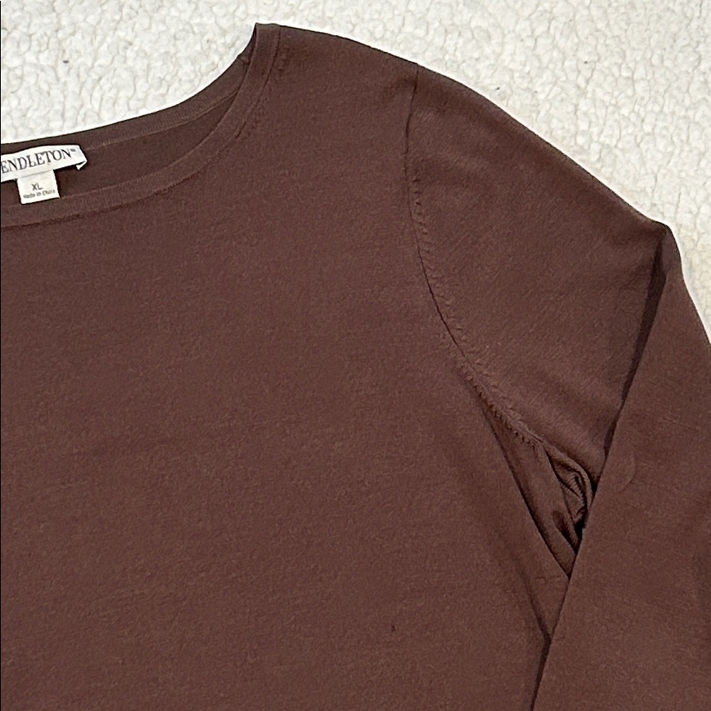 Pendleton Silk Blend 3/4 Sleeve Sweater size XL Brown Minimalist Neutral - Picture 4 of 16